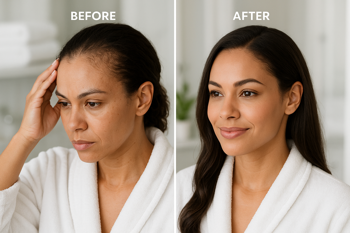 Before and after hair transformation for traction alopecia