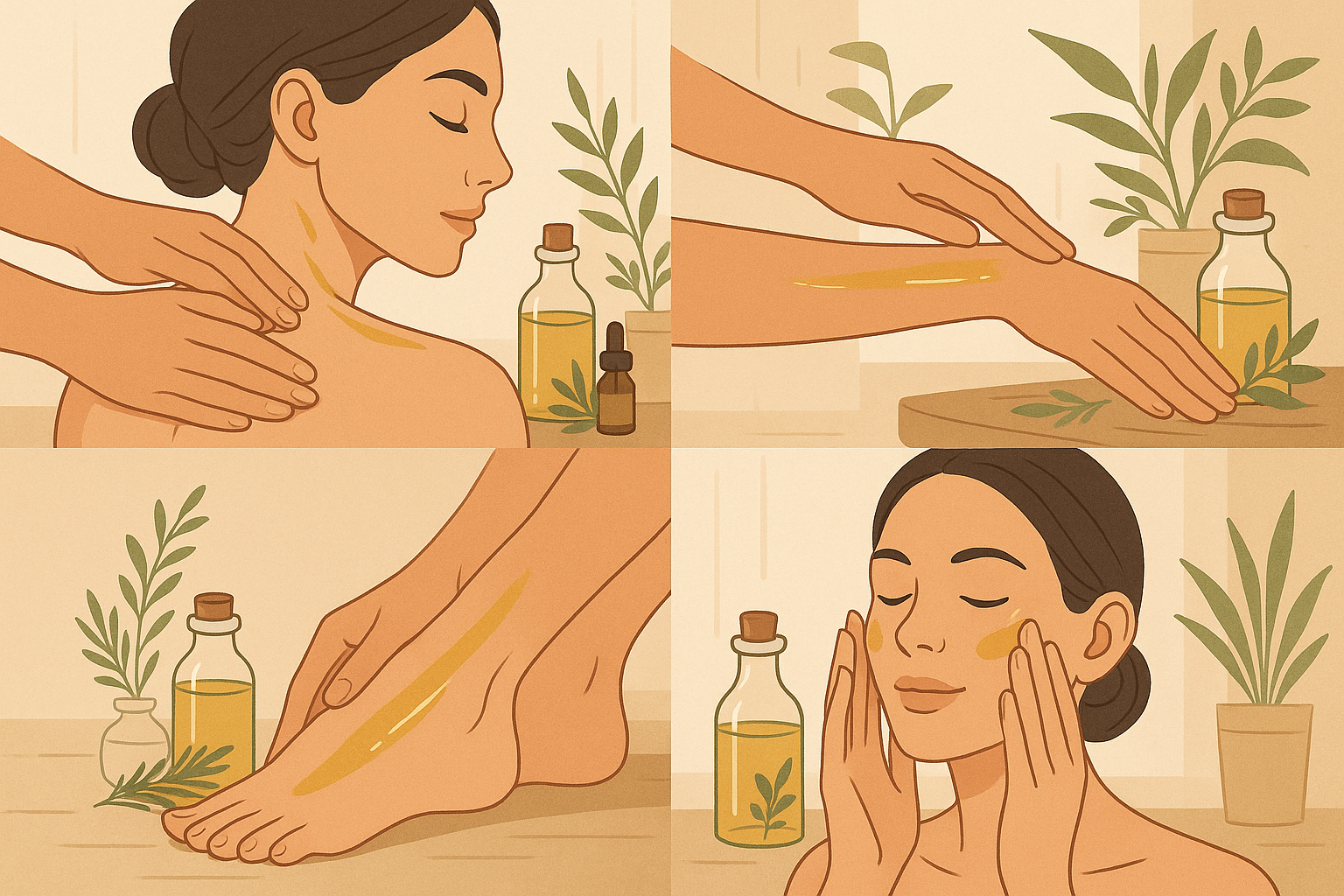 variation of oil application on the body