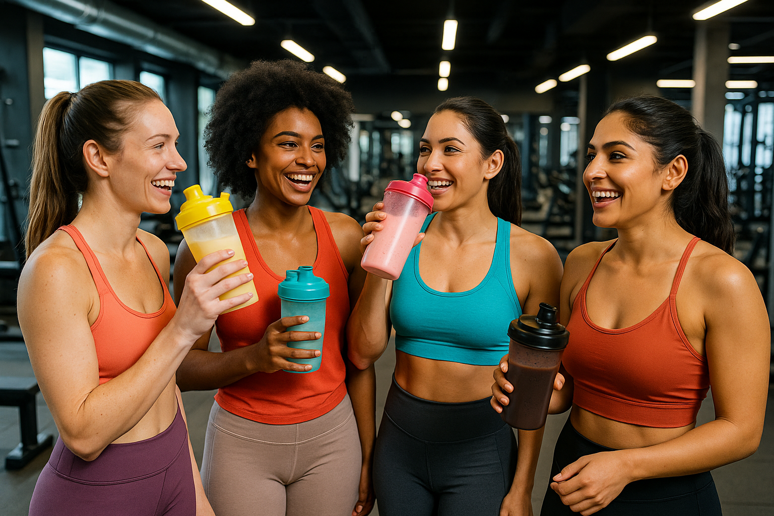 women drinking proteines